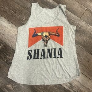 Shania Twain Gray Tank‎ Top with Bull Skull Graphic
